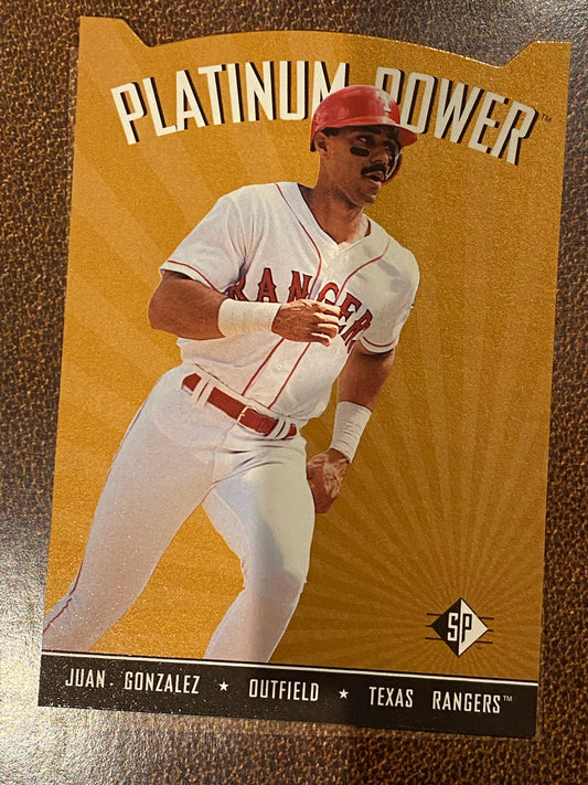 Juan Gonzalez - 1995 Upper Deck SP - Platinum Power Die Cut Insert - Rangers