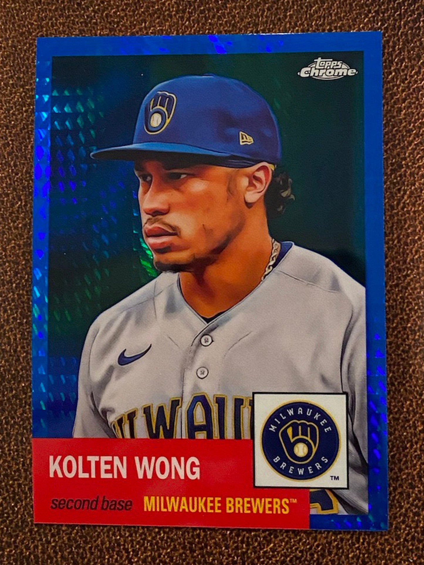 Kolten Wong - 2022 Topps Chrome Platinum Anniversary - Blue Prism - Brewers