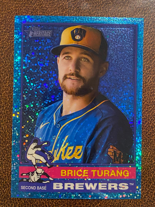 Brice Turang - 2025 Topps Heritage - Blue Sparkle - Brewers