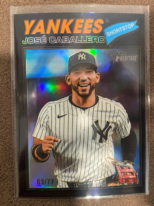 Jose Caballero - 2026 Topps Heritage - Black Chrome Refractor /77 - Yankees