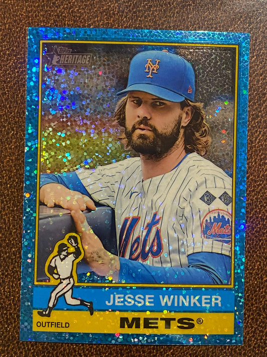 Jesse Winker - 2025 Topps Heritage - Blue Sparkle - Mets