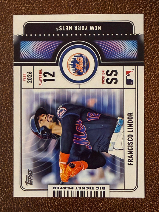 Francisco Lindor - 2026 Topps Series 1 - Big Ticket Player Insert - Mets