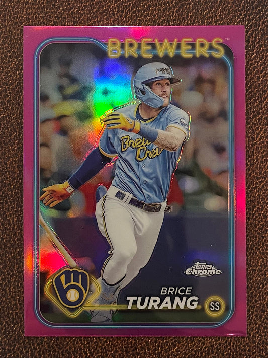 Brice Turang - 2024 Topps Chrome - Pink Refractor - Brewers