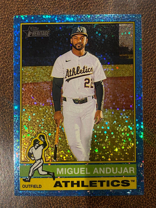 Miguel Andujar - 2025 Topps Heritage High Number - Blue Sparkle - Athletics