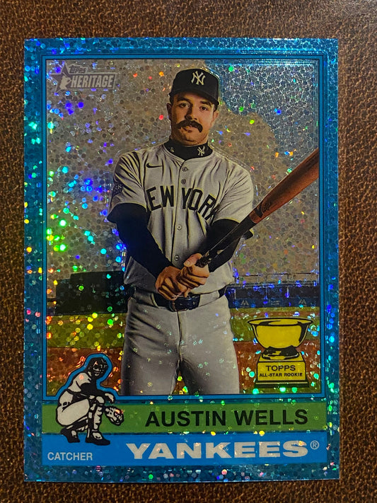 Austin Wells - 2025 Topps Heritage - Blue Sparkle - Yankees