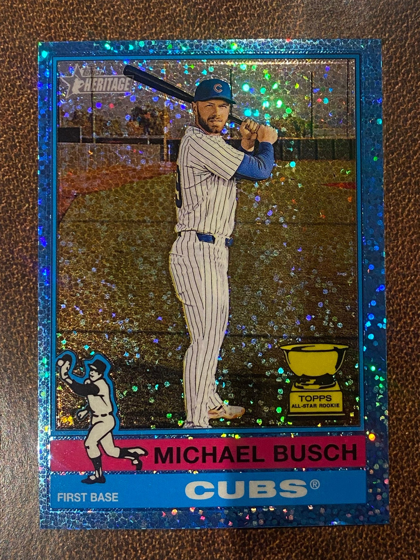 Michael Busch - 2025 Topps Heritage High Number - Blue Sparkle - Cubs