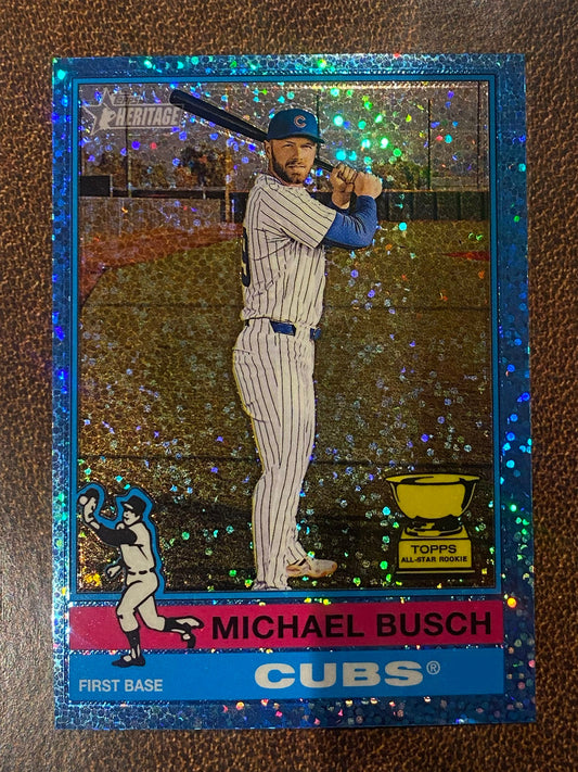 Michael Busch - 2025 Topps Heritage High Number - Blue Sparkle - Cubs