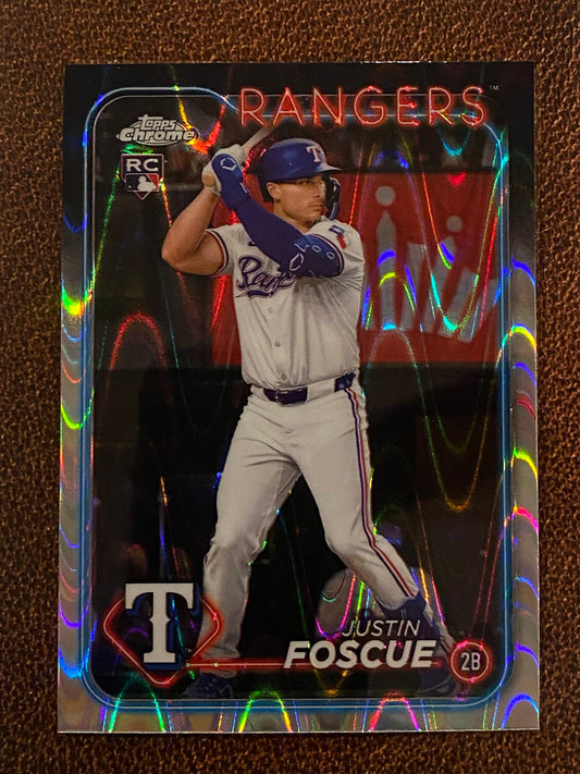 Justin Foscue - 2024 Topps Chrome Update - Raywave Refractor - Rangers