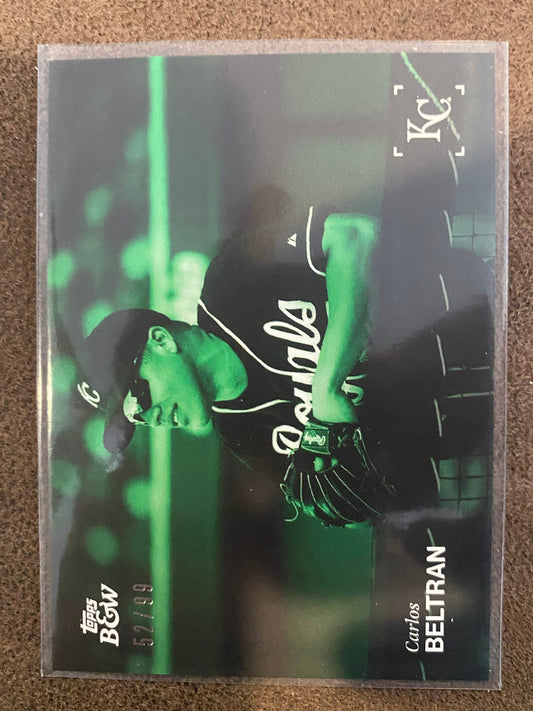 Carlos Beltran - 2025 Topps Black & White - Green /99 - Royals