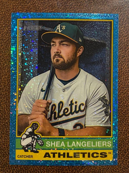 Shea Langeliers - 2025 Topps Heritage - Blue Sparkle - Athletics