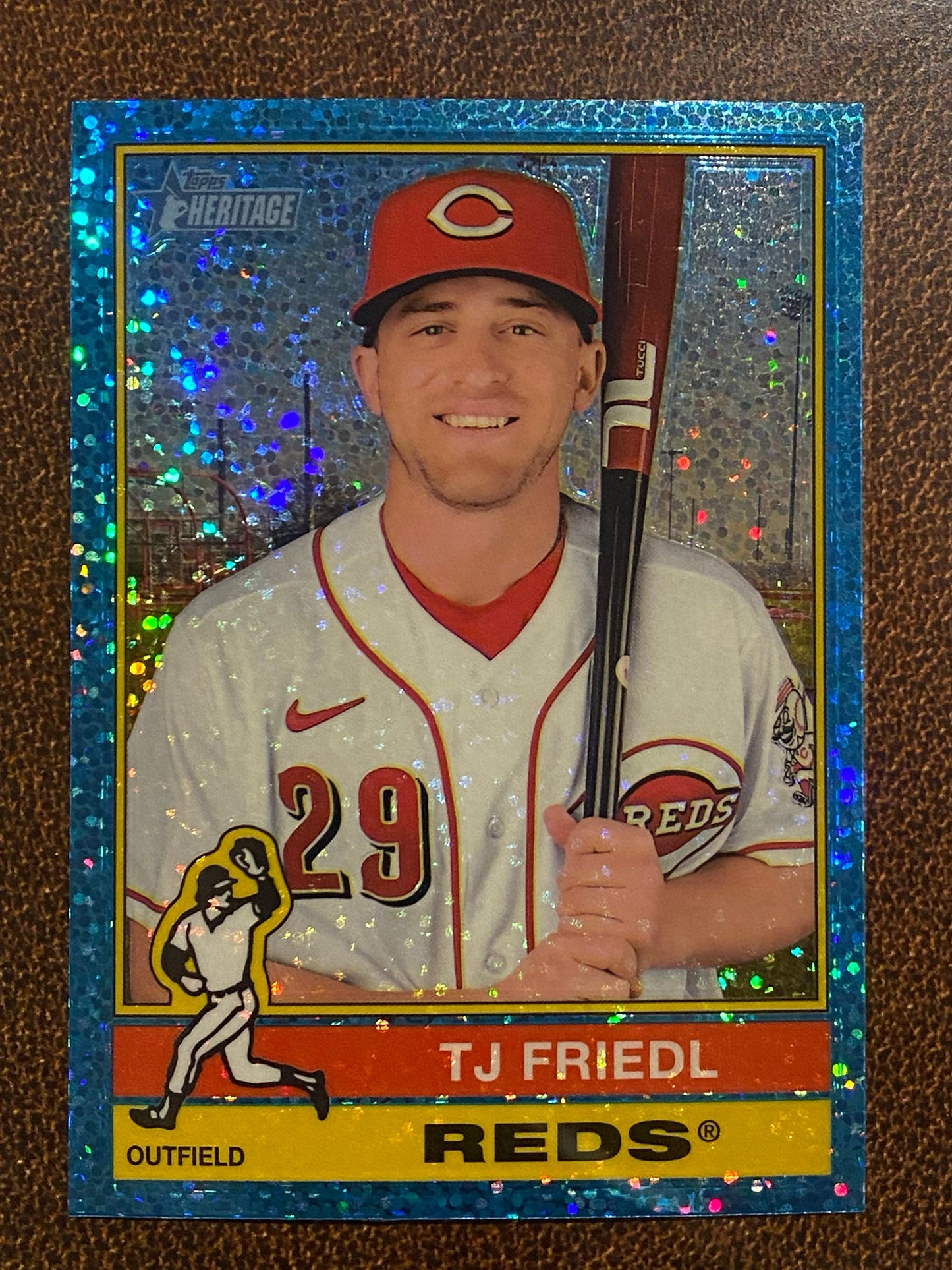 TJ Friedl - 2025 Topps Heritage - Blue Sparkle - Reds
