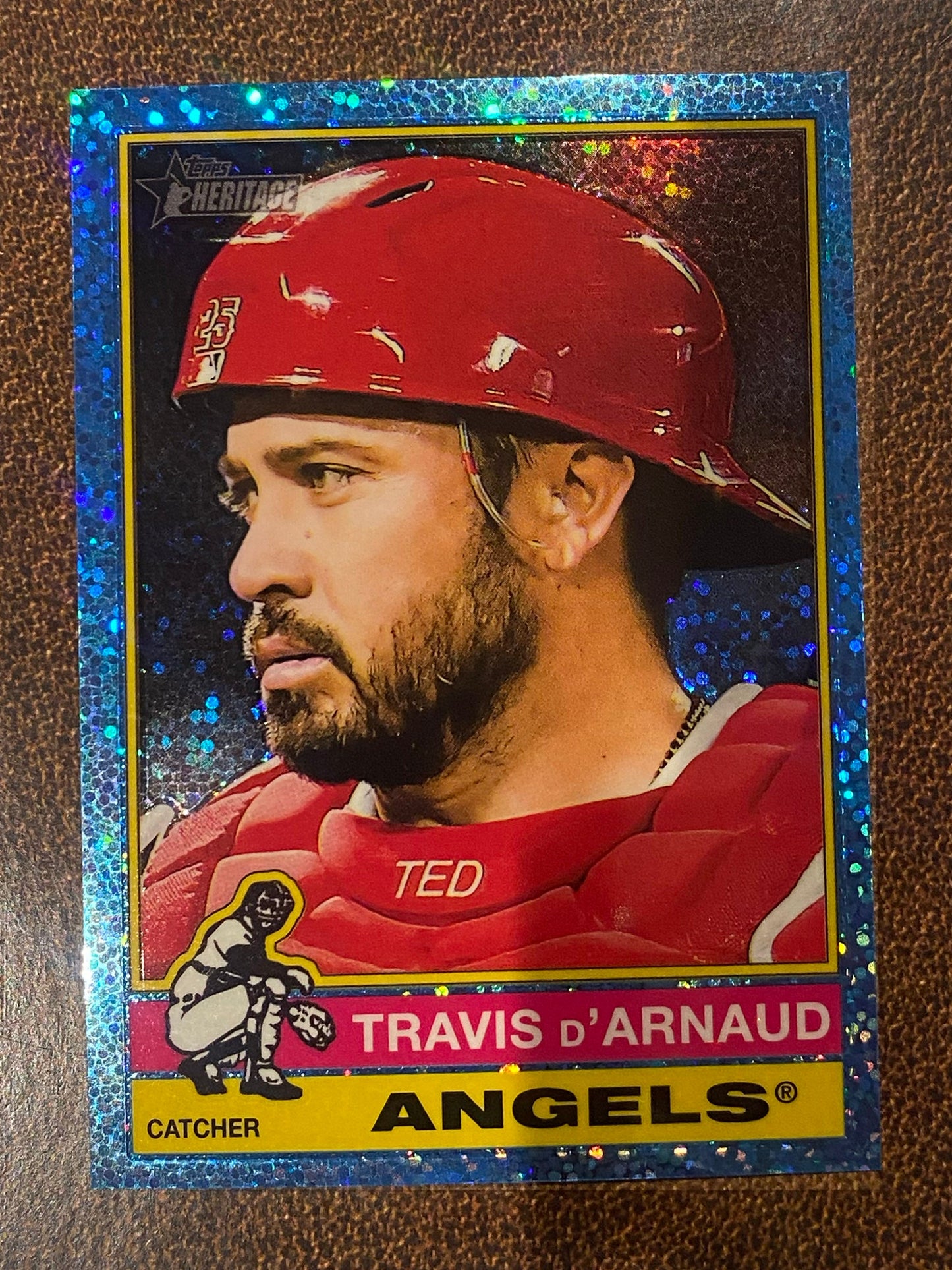 Travis d'Arnaud - 2025 Topps Heritage High Number - Blue Sparkle - Angels