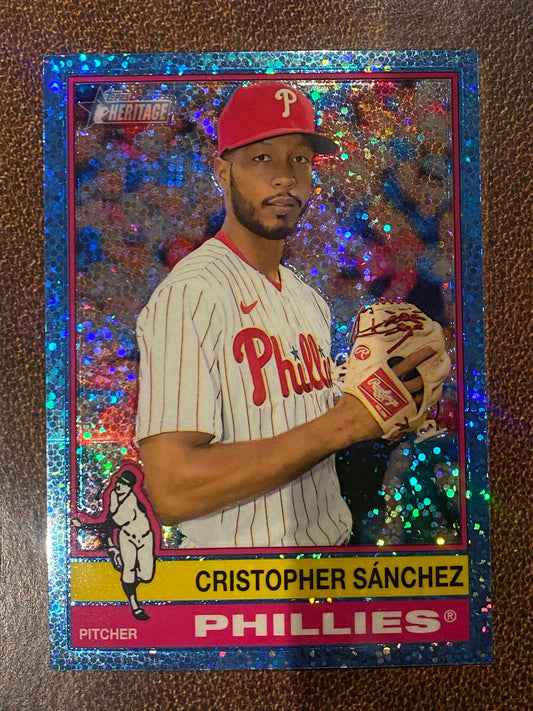 Cristopher Sanchez - 2025 Topps Heritage High Number - Blue Sparkle - Phillies