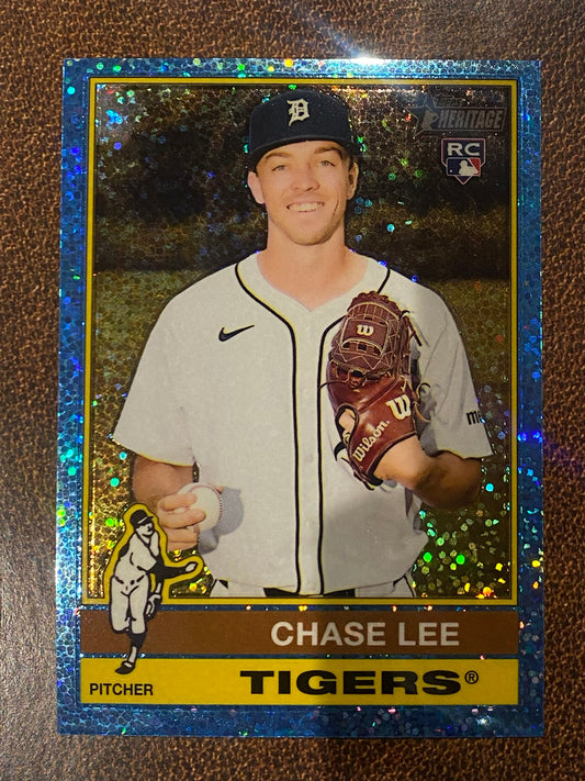 Chase Lee - 2025 Topps Heritage High Number - Blue Sparkle - Tigers
