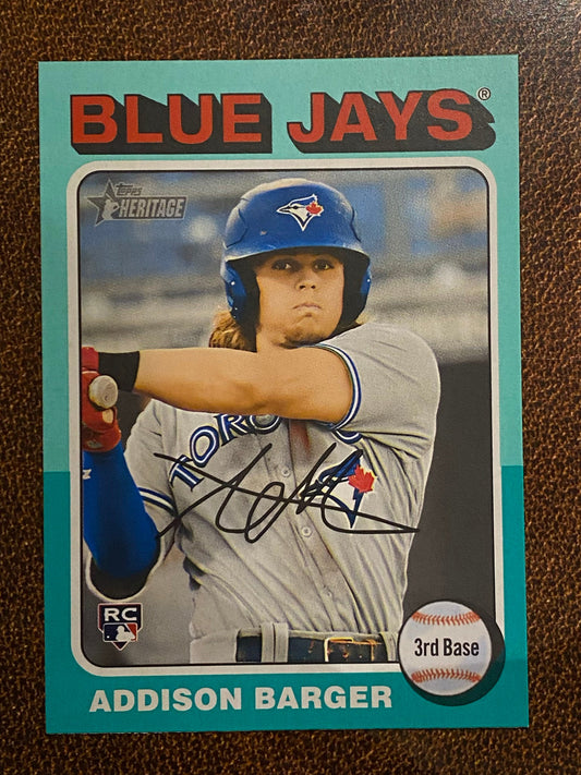 Addison Barger - 2024 Topps Heritage High Number - Aqua Border - Blue Jays