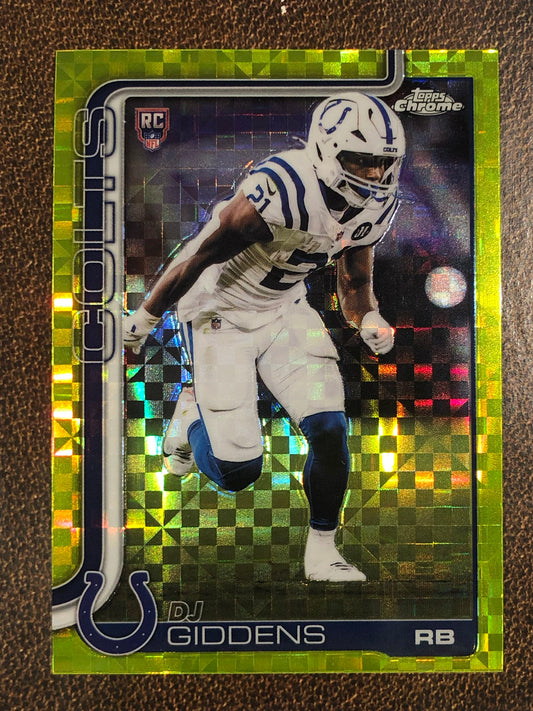 DJ Giddens - 2025 Topps Chrome - LIME YELLOW XFractor - Colts
