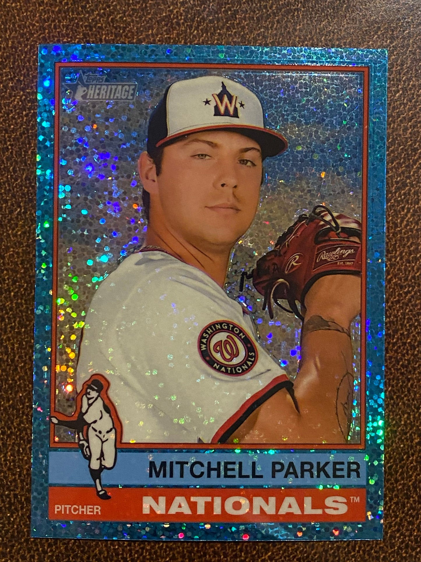 Mitchell Parker - 2025 Topps Heritage - Blue Sparkle - Nationals