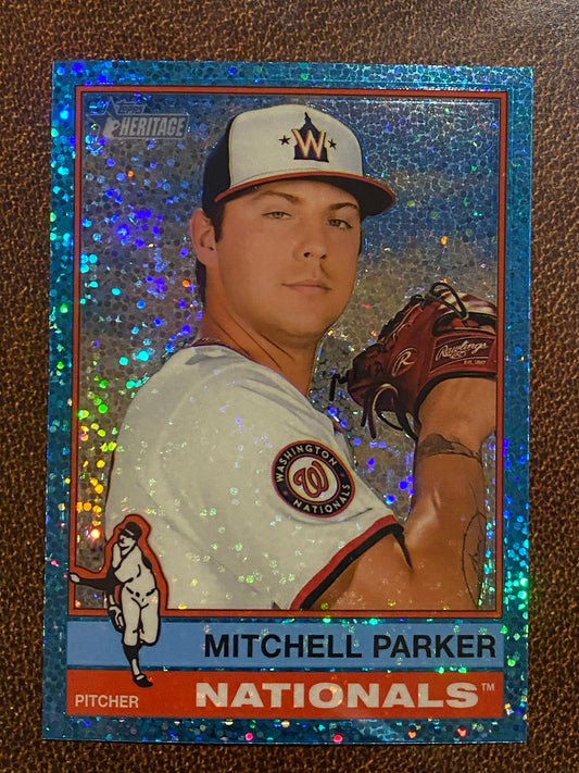 Mitchell Parker - 2025 Topps Heritage - Blue Sparkle - Nationals
