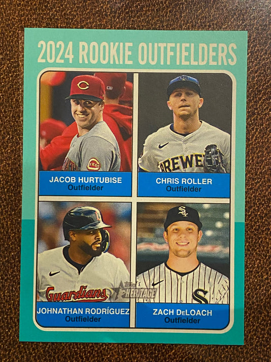 Jacob Hurtubise / Johnathan Rodriguez / Zach DeLoach / Chris Roller - 2024 Topps Heritage High Number - Aqua Border - Reds