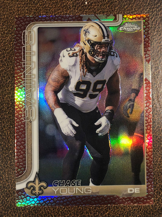 Chase Young - 2025 Topps Chrome - Football Leather Refractor - Saints
