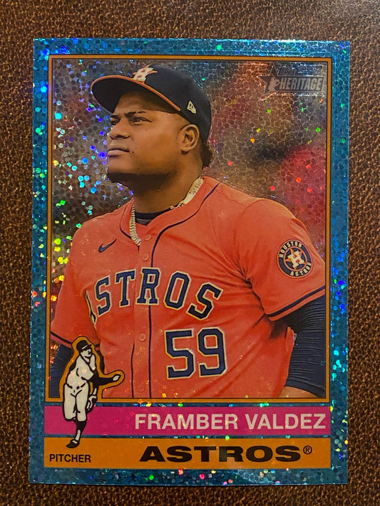 Framber Valdez - 2025 Topps Heritage - Blue Sparkle - Astros