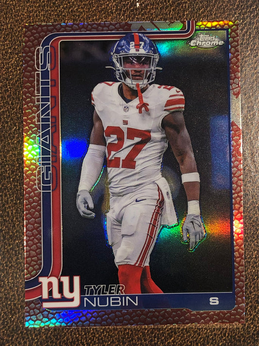 Tyler Nubin - 2025 Topps Chrome - Football Leather Refractor - Giants