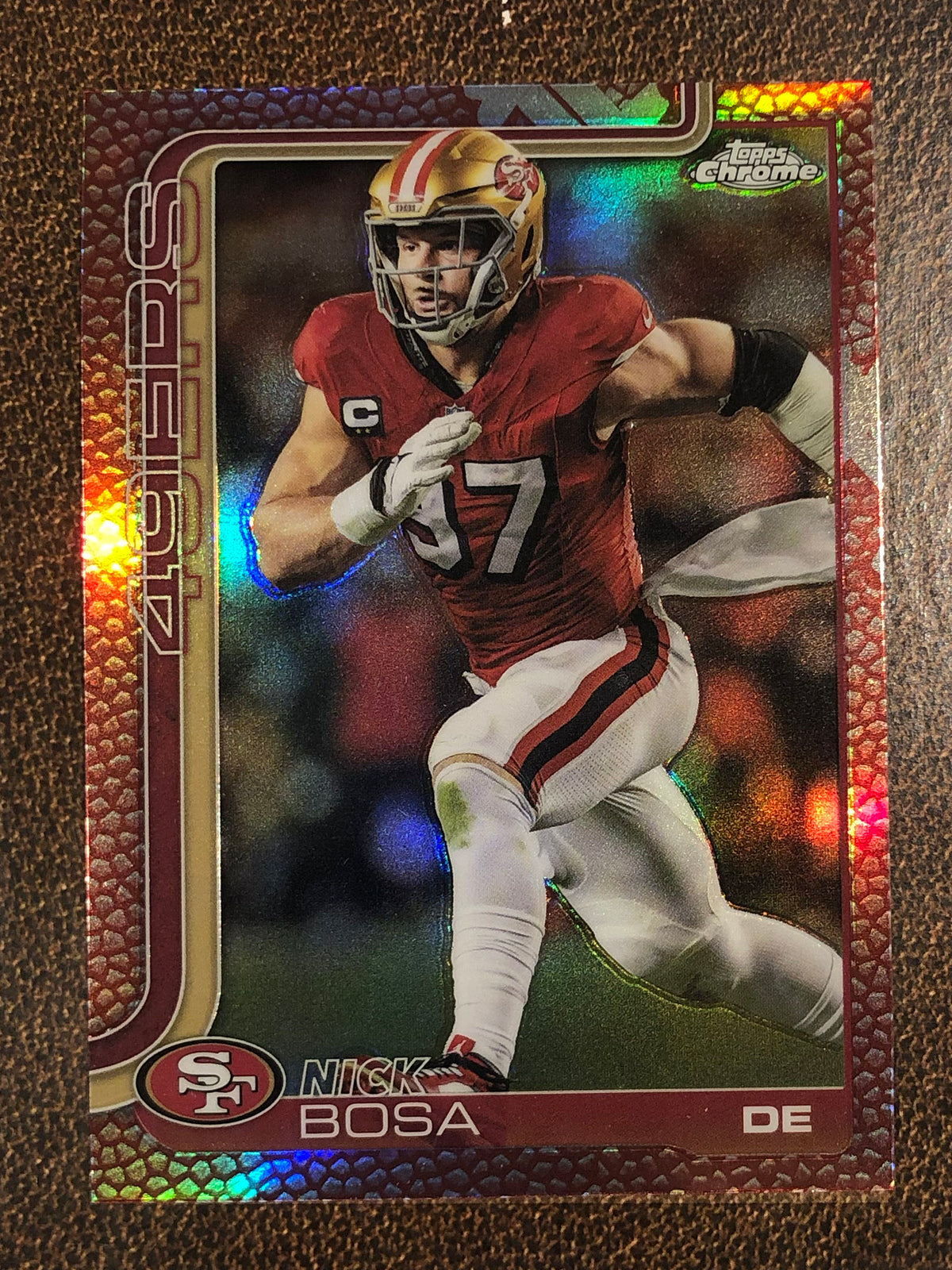 Nick Bosa - 2025 Topps Chrome - Football Leather Refractor - 49ers