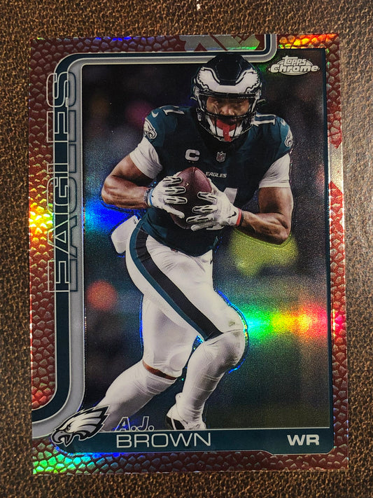 A.J. Brown - 2025 Topps Chrome - Football Leather Refractor - Eagles