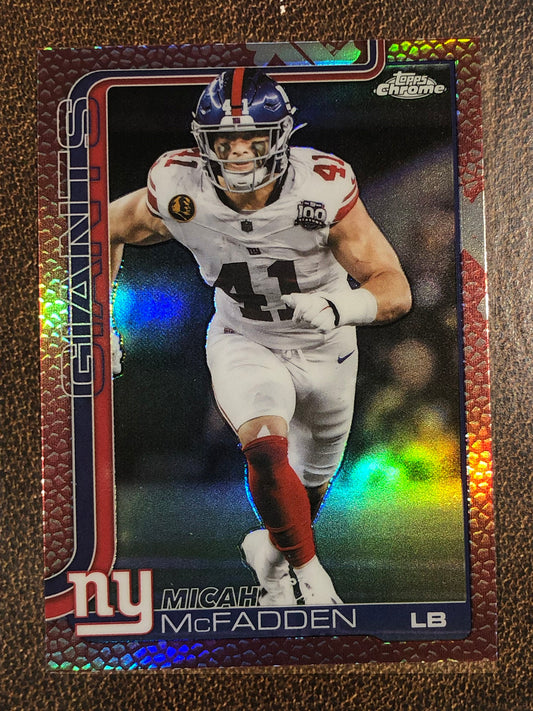 Micah McFadden - 2025 Topps Chrome - Football Leather Refractor - Giants