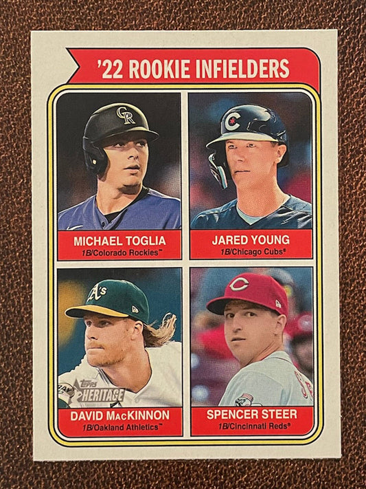 22 Rookie Infielders (Spencer Steer) - 2023 Topps Heritage - Short Print - Reds