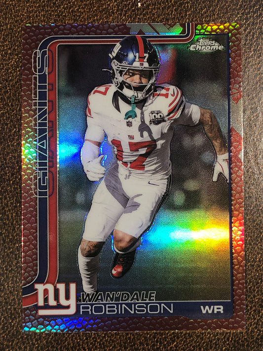 Wan'Dale Robinson - 2025 Topps Chrome - Football Leather Refractor - Giants