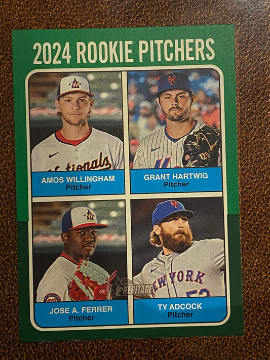 Ty Adcock / Amos Willingham / Grant Hartwig / Jose A. Ferrer - 2024 Topps Heritage High Number - Green Border - Mets