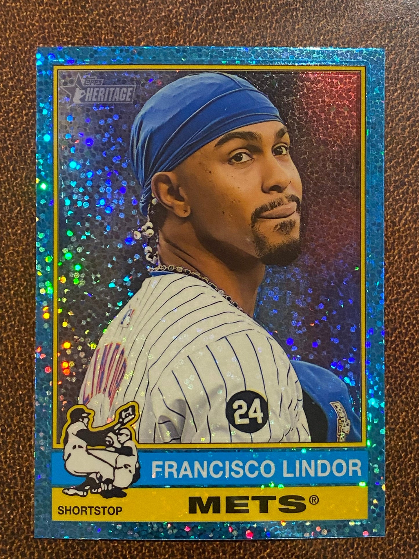 Francisco Lindor - 2025 Topps Heritage - Blue Sparkle - Mets