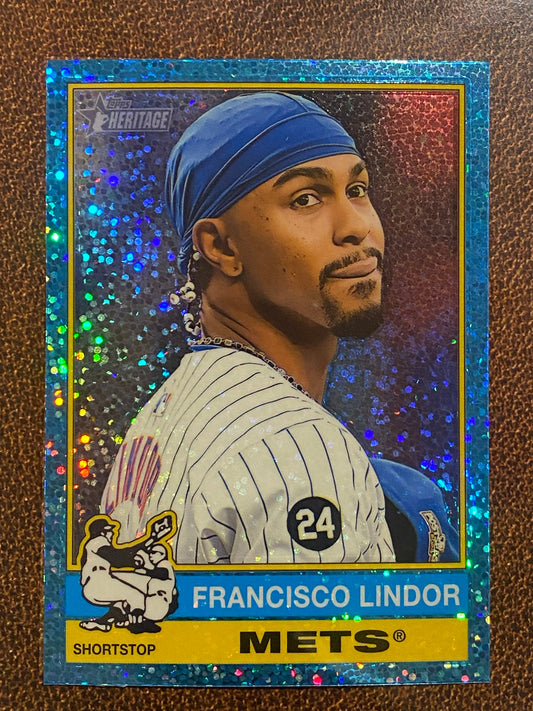 Francisco Lindor - 2025 Topps Heritage - Blue Sparkle - Mets