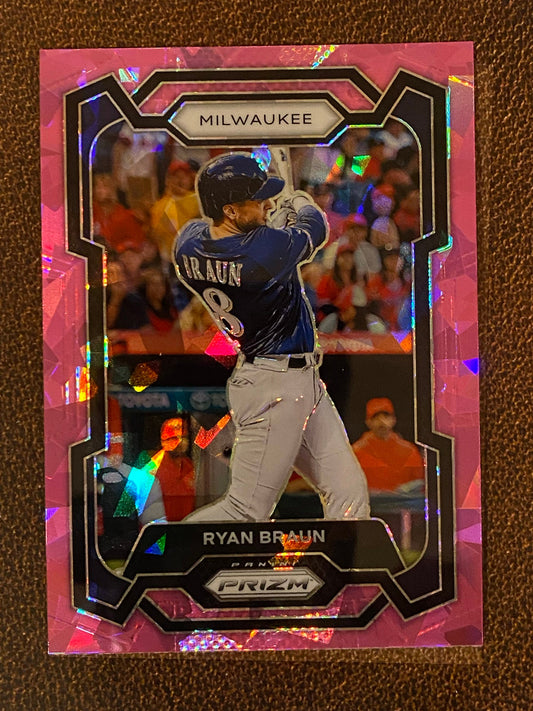 Ryan Braun - 2024 Panini Prizm - Pink Ice Mega - Brewers