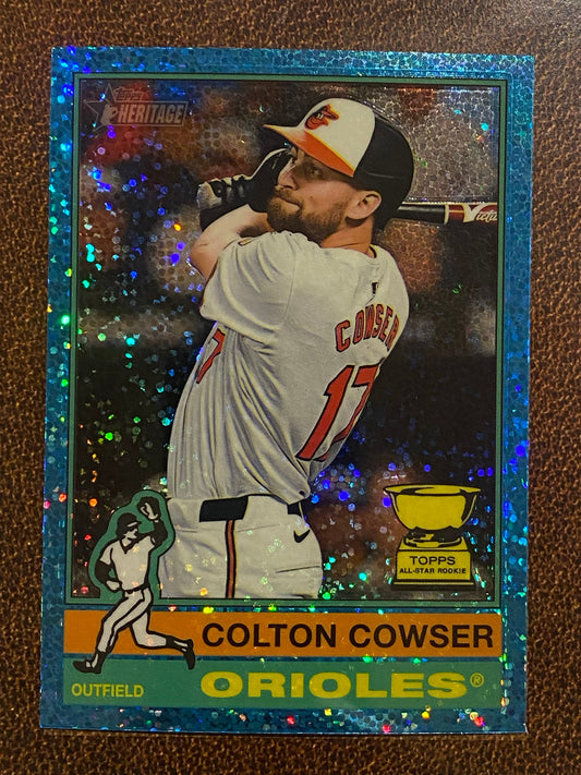 Colton Cowser - 2025 Topps Heritage - Blue Sparkle - Orioles