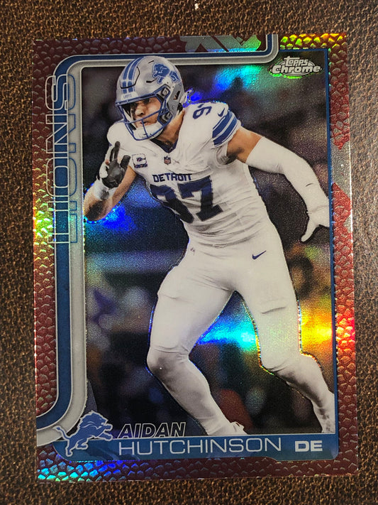 Aidan Hutchinson - 2025 Topps Chrome - Football Leather Refractor - Lions