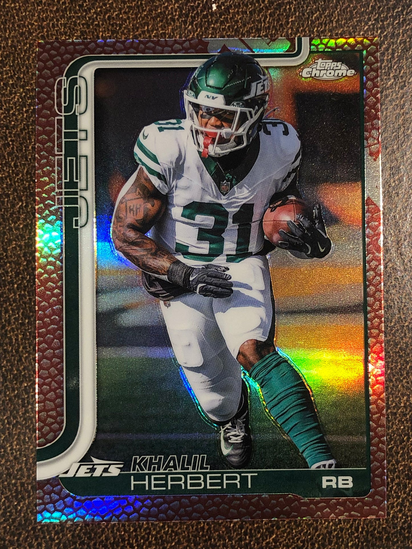 Khalil Herbert - 2025 Topps Chrome - Football Leather Refractor - Jets