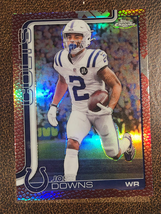 Josh Downs - 2025 Topps Chrome - Football Leather Refractor - Colts