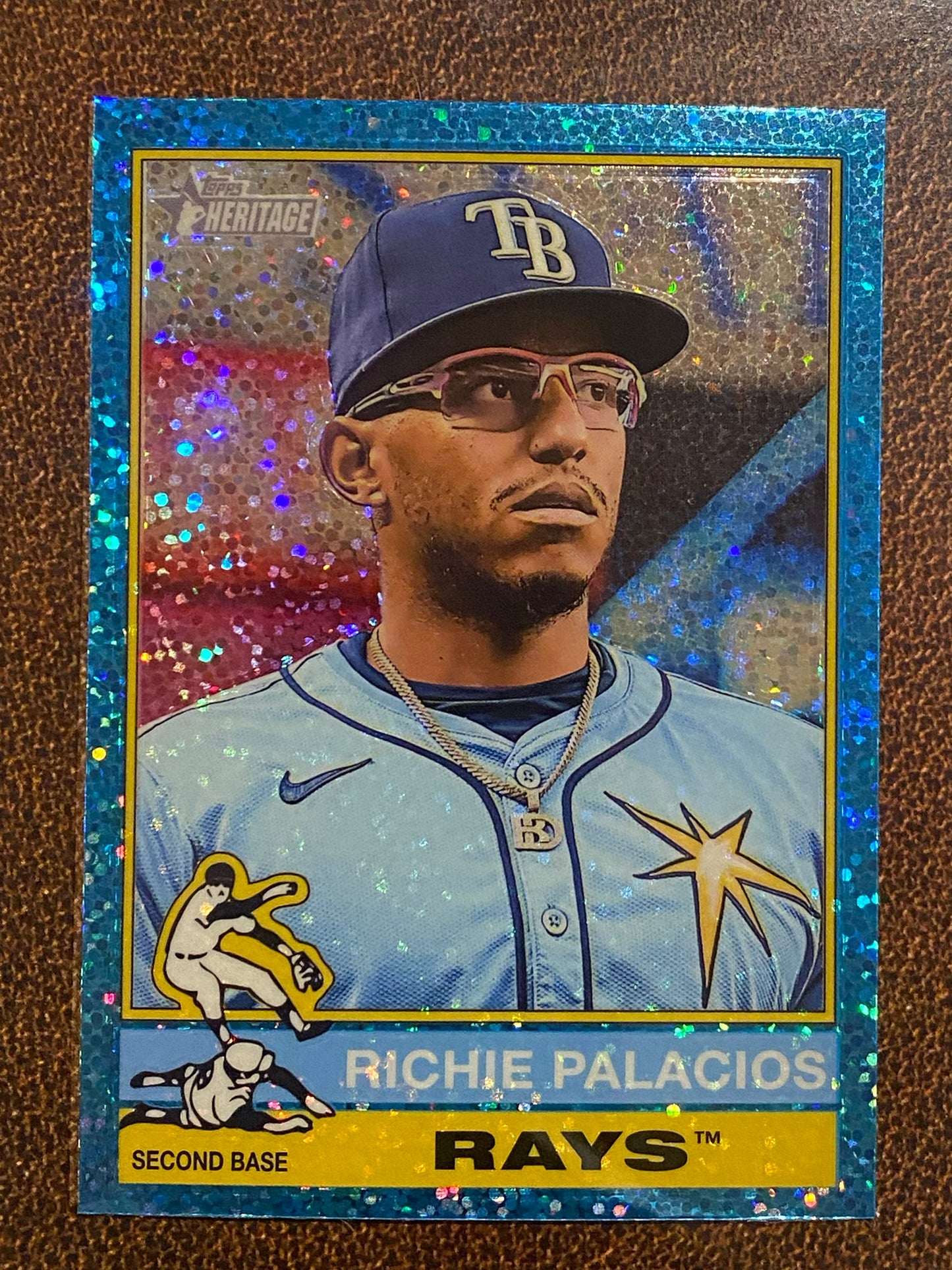 Richie Palacios - 2025 Topps Heritage - Blue Sparkle - Rays
