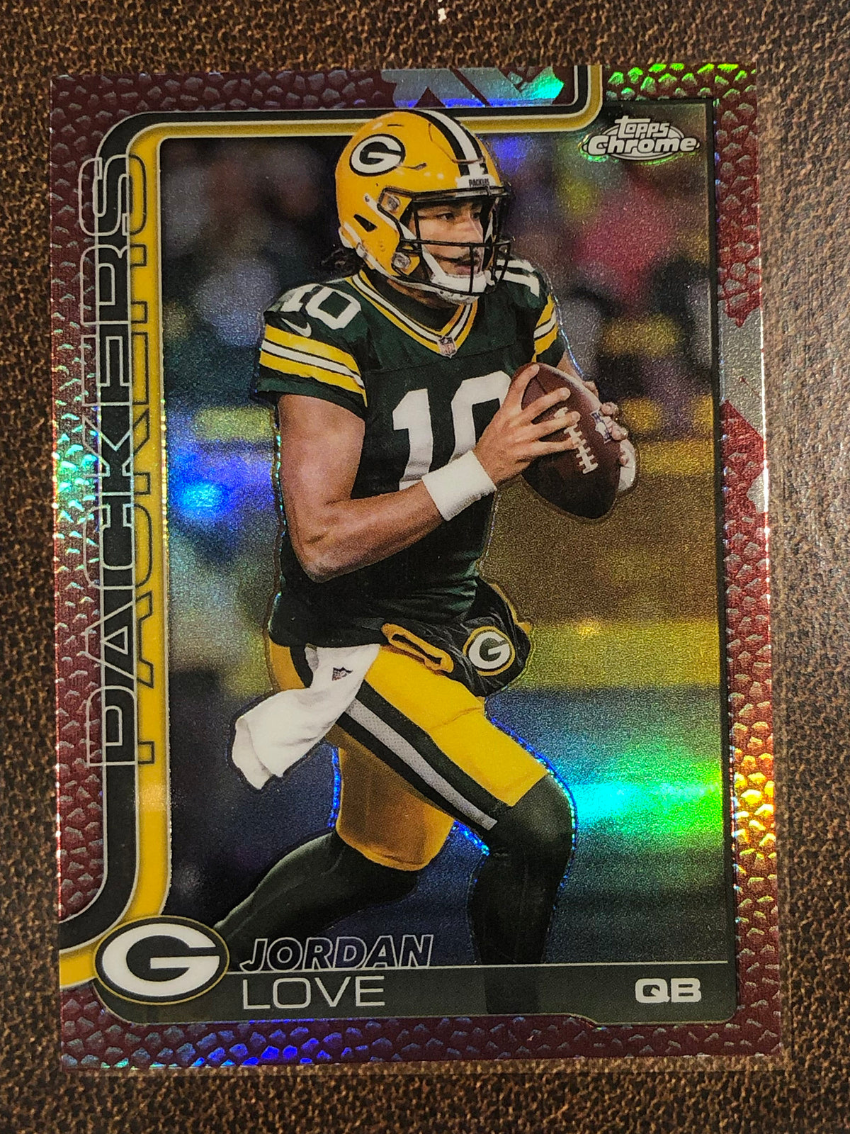 Jordan Love - 2025 Topps Chrome - Football Leather Refractor - Packers