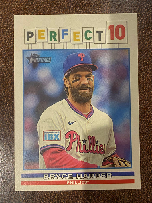 Bryce Harper - 2025 Topps Heritage High Number - Perfect 10 Insert - Phillies