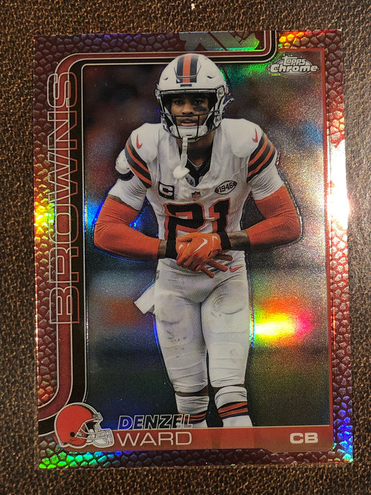 Denzel Ward - 2025 Topps Chrome - Football Leather Refractor - Browns