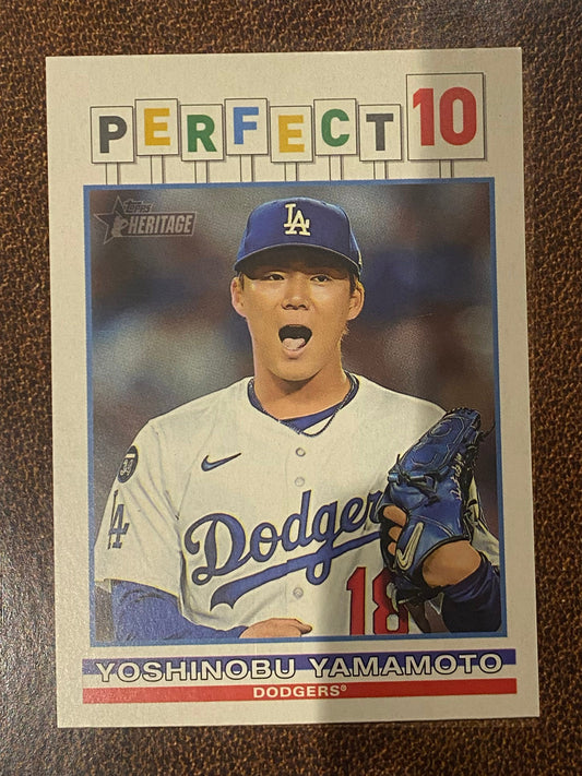 Yoshinobu Yamamoto - 2025 Topps Heritage High Number - Perfect 10 Insert - Dodgers