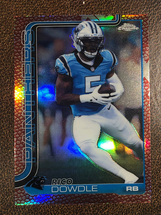 Rico Dowdle - 2025 Topps Chrome - Football Leather Refractor - Panthers