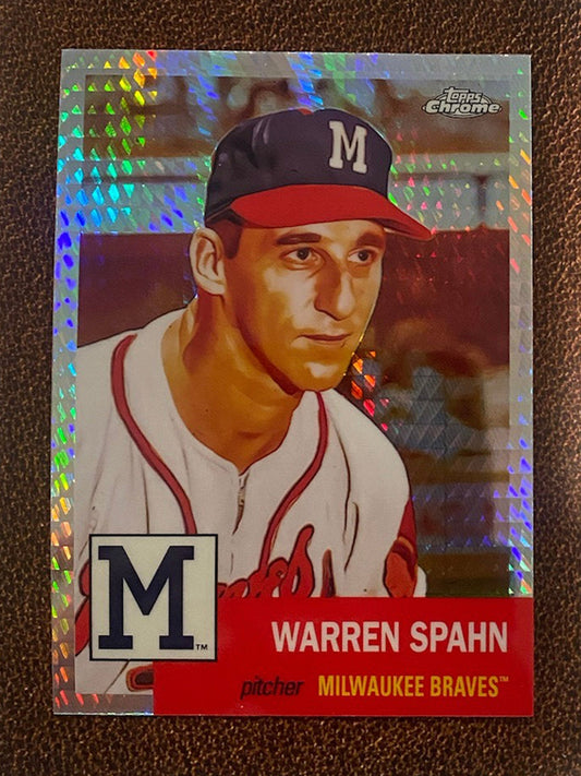 Warren Spahn - 2022 Topps Chrome Platinum Anniversary - Prism Refractor - Braves