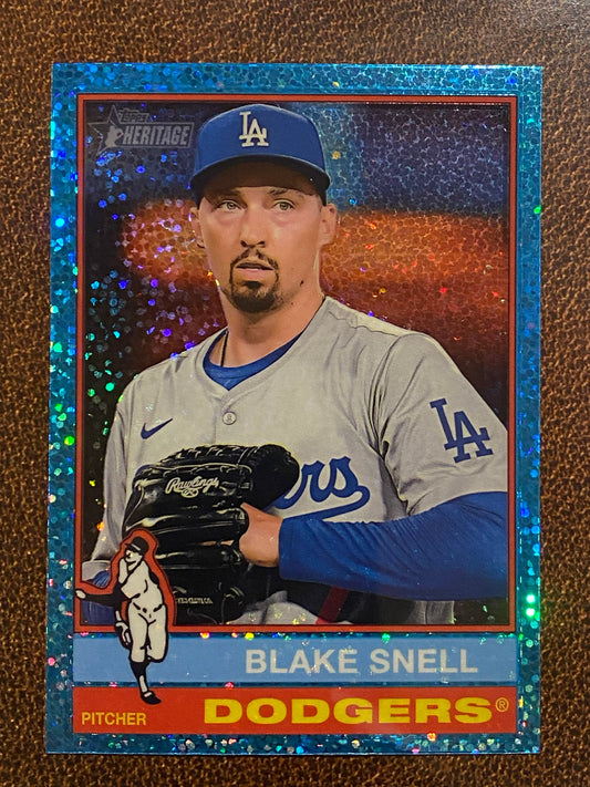 Blake Snell - 2025 Topps Heritage - Blue Sparkle - Dodgers