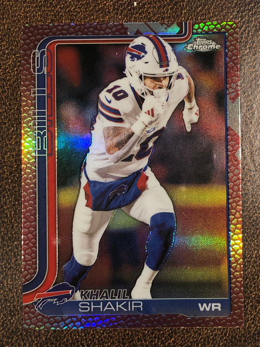 Khalil Shakir - 2025 Topps Chrome - Football Leather Refractor - Bills