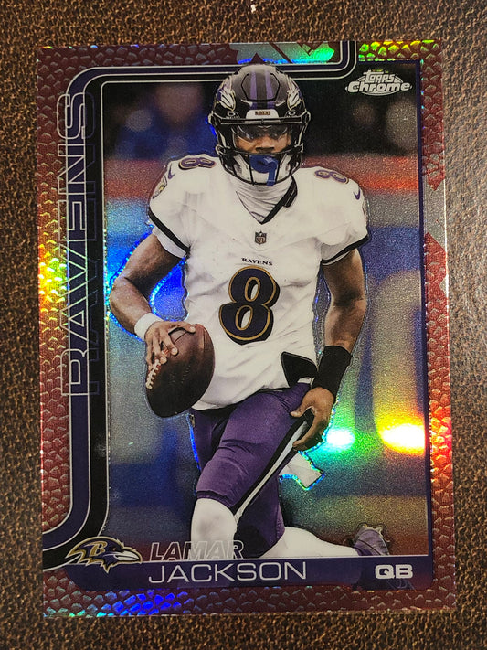 Lamar Jackson - 2025 Topps Chrome - Football Leather Refractor - Ravens