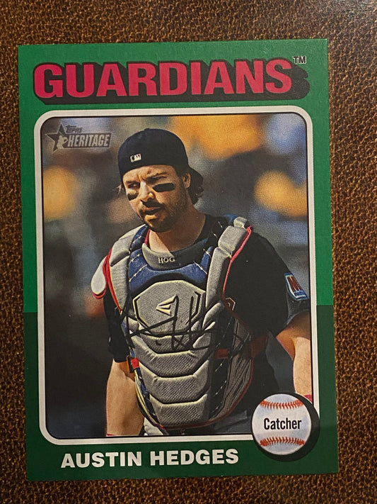 Austin Hedges - 2024 Topps Heritage High Number - Green Border - Guardians